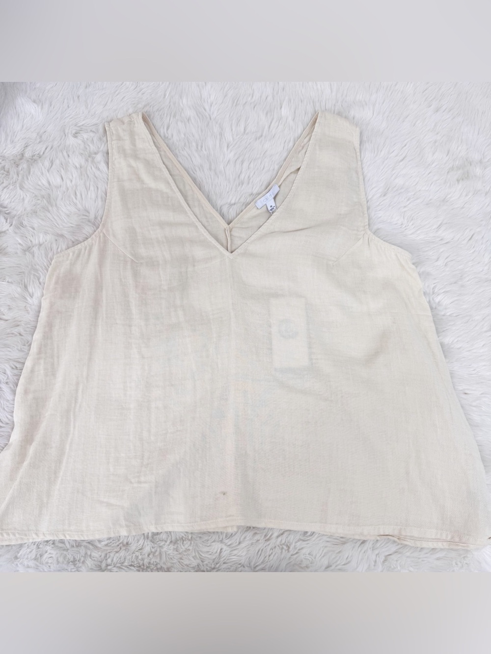 JOHNNY WAS Calme Drape Tank Top XL Cream Sleeveless Cotton Minimalist Lagenlook - Picture 5 of 10